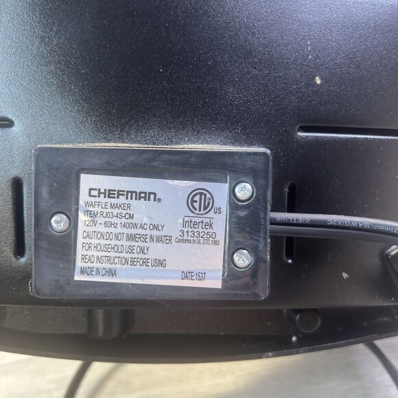 CHEFMAN 4 Slice Ceramic WAFFLE MAKER Black TESTED Used Once - Picture 9 of 13